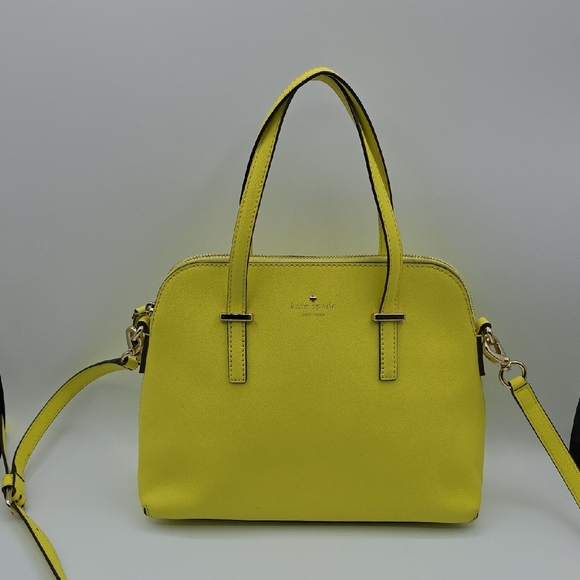 Kate Spade Neon Yellow Leather Cedar Street Maise Satchel w/Crossbody Strap - Picture 2 of 12